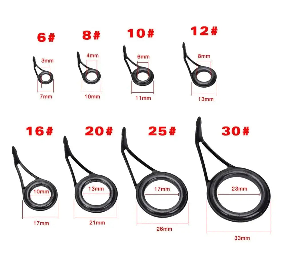 China Action Fishing Nets 8Pcs 8Pcs Fishing Rod Guide Ceramic Rings High Carbon Steel Oval Top 6-30mm Pole Repair Kit Replacement Set Fishing Gear Accessories