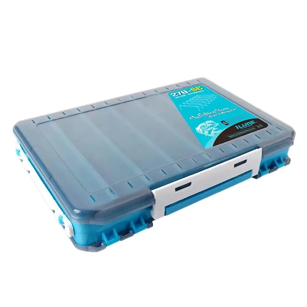 China Action Fishing Nets Blue L Double Sided Fishing Box Fishing Accessories Lures Hooks Storage Box Fishing Tackle Organizer Box Compartments Bait Lure Hook St