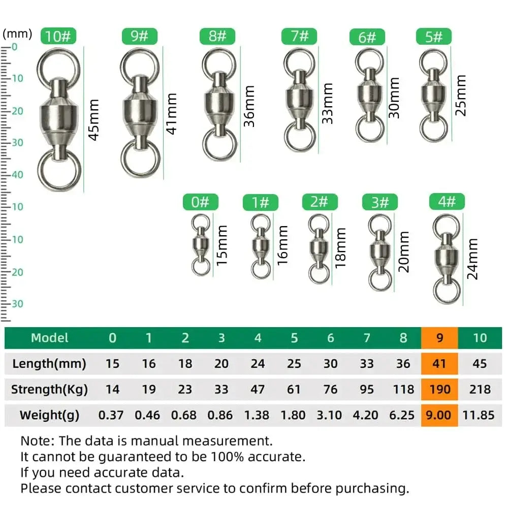 China Action Fishing Nets DNDYUJU 10 To 20pcs Stainless Steel Bearing Fishing Swivels Barrel Rolling Swivels Connector Fishing Accessories Tools Tackle