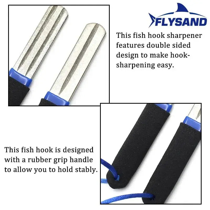 China Action Fishing Nets FLYSAND Portable Outdoor Double Groove Fishing Hook Sharpening Hone New Fishing Grinding Hook Sharpener Tool Fishing Accessories