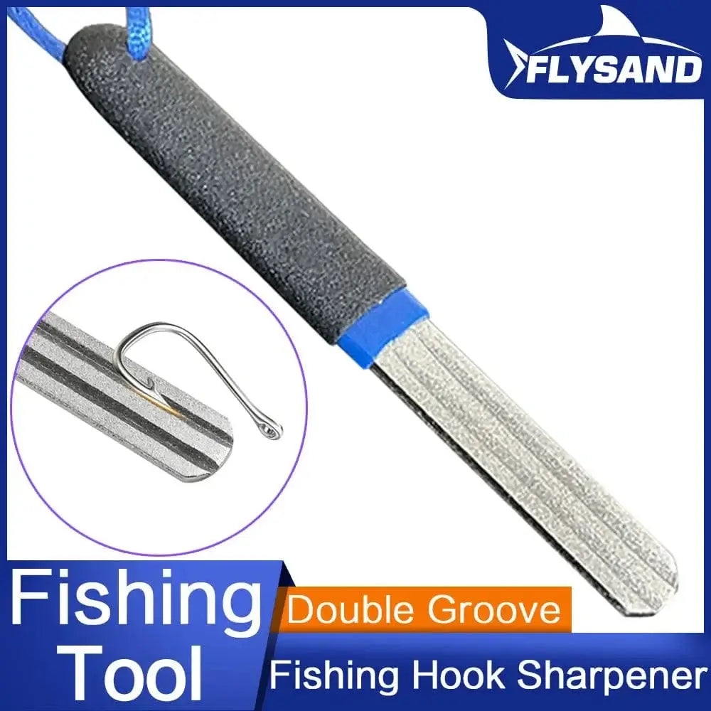 China Action Fishing Nets FLYSAND Portable Outdoor Double Groove Fishing Hook Sharpening Hone New Fishing Grinding Hook Sharpener Tool Fishing Accessories