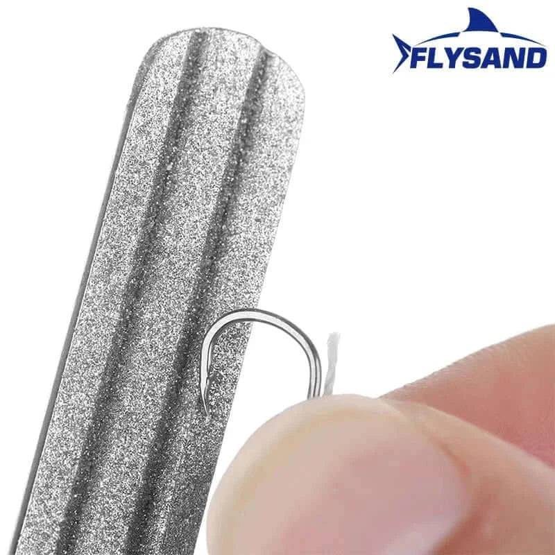 China Action Fishing Nets FLYSAND Portable Outdoor Double Groove Fishing Hook Sharpening Hone New Fishing Grinding Hook Sharpener Tool Fishing Accessories