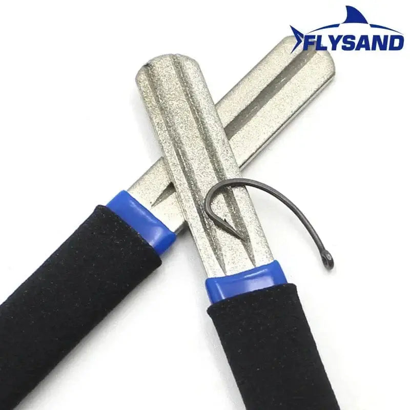 China Action Fishing Nets FLYSAND Portable Outdoor Double Groove Fishing Hook Sharpening Hone New Fishing Grinding Hook Sharpener Tool Fishing Accessories