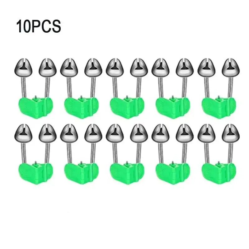 China Action Fishing Nets Green 10pcs 10pcs/lot Fishing Bite Alarms Fishing Rod Bell Rod Clamp Tip Clip Bells Ring Green ABS Fishing Accessory Outdoor Metal