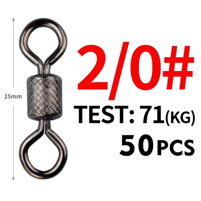 China Action Fishing Nets Meredith 50PCS/Lot Fishing Swivels Ball Bearing Swivel with Safety Snap Solid Rings Rolling Swivel for Carp Fishing Accessories