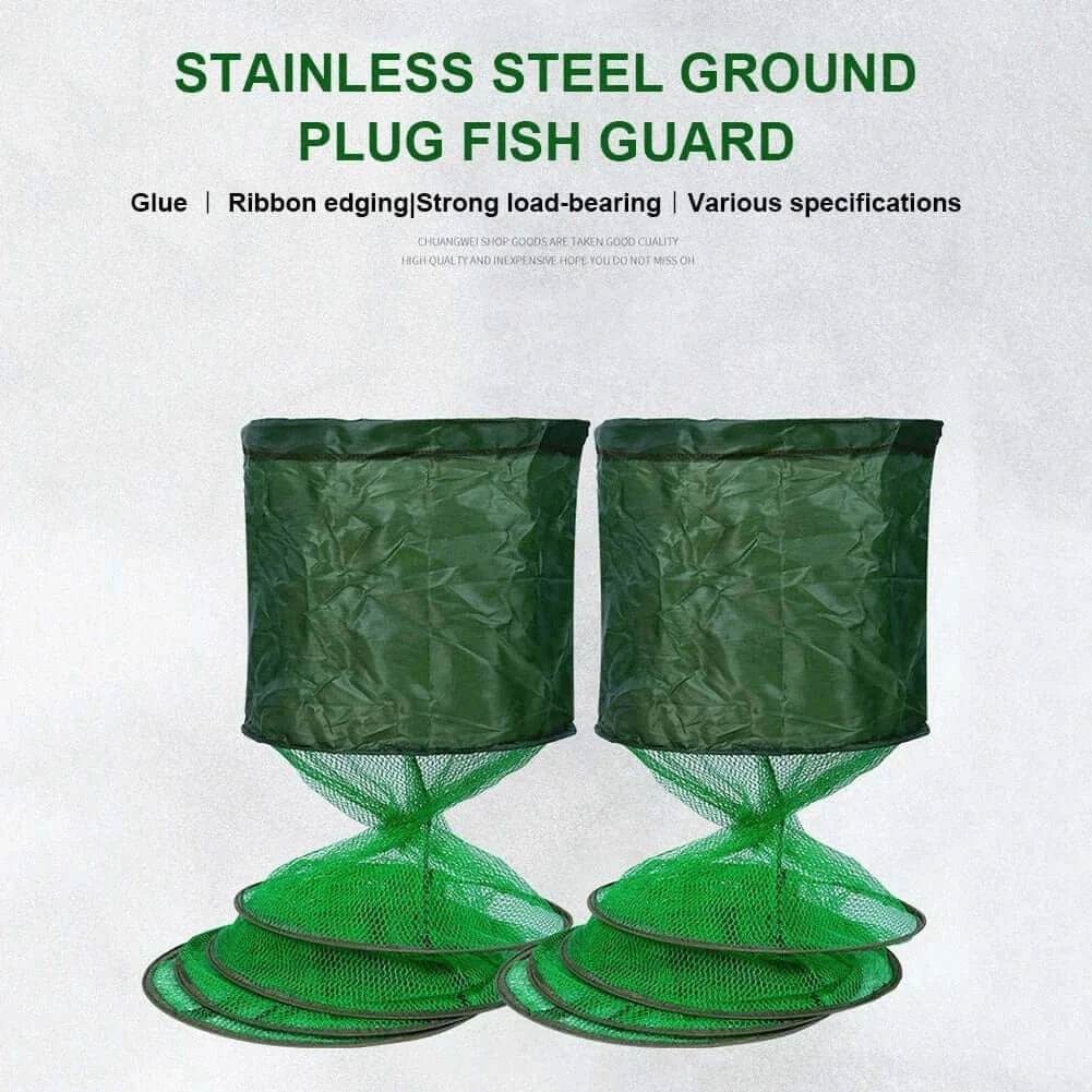 China Action Fishing Nets Portable Nylon Mesh Net Fish Storage Fishing Accessories Steel Ring Folding Fish Cage Fishing Trap Net Fish Basket Tackle