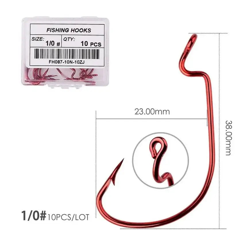 China Action Fishing Nets Size 1 0 - red 10pcs/ Box Fishing hook Offset 8# - 5/0# crank hook for soft worm bait fishhook crankbait fishing tackle accessories pesca hooks