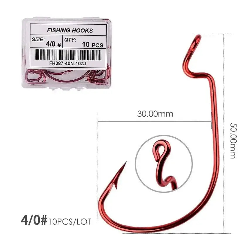 China Action Fishing Nets Size 4 0 - red 10pcs/ Box Fishing hook Offset 8# - 5/0# crank hook for soft worm bait fishhook crankbait fishing tackle accessories pesca hooks
