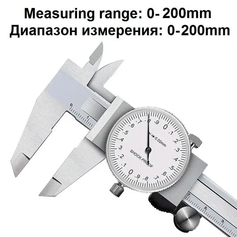 China China 0-200mm Dial Calipers High Precision Metal Vernier Calipers Shockproof Height Depth Inner Outer Diameter Tester 0-200 mm Measuring Tools