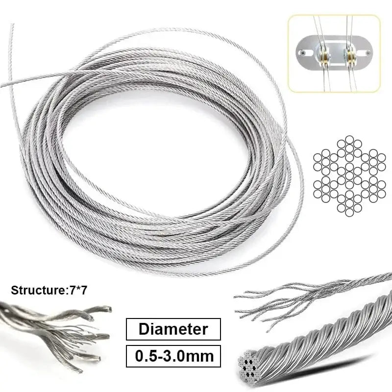 China China 0.5mm x 10M / 1 roll 3Rolls~1Roll 0.5-3mm Diameter 7X7 Structure 304 stainless steel wire rope thin cable softer fishing lifting cable