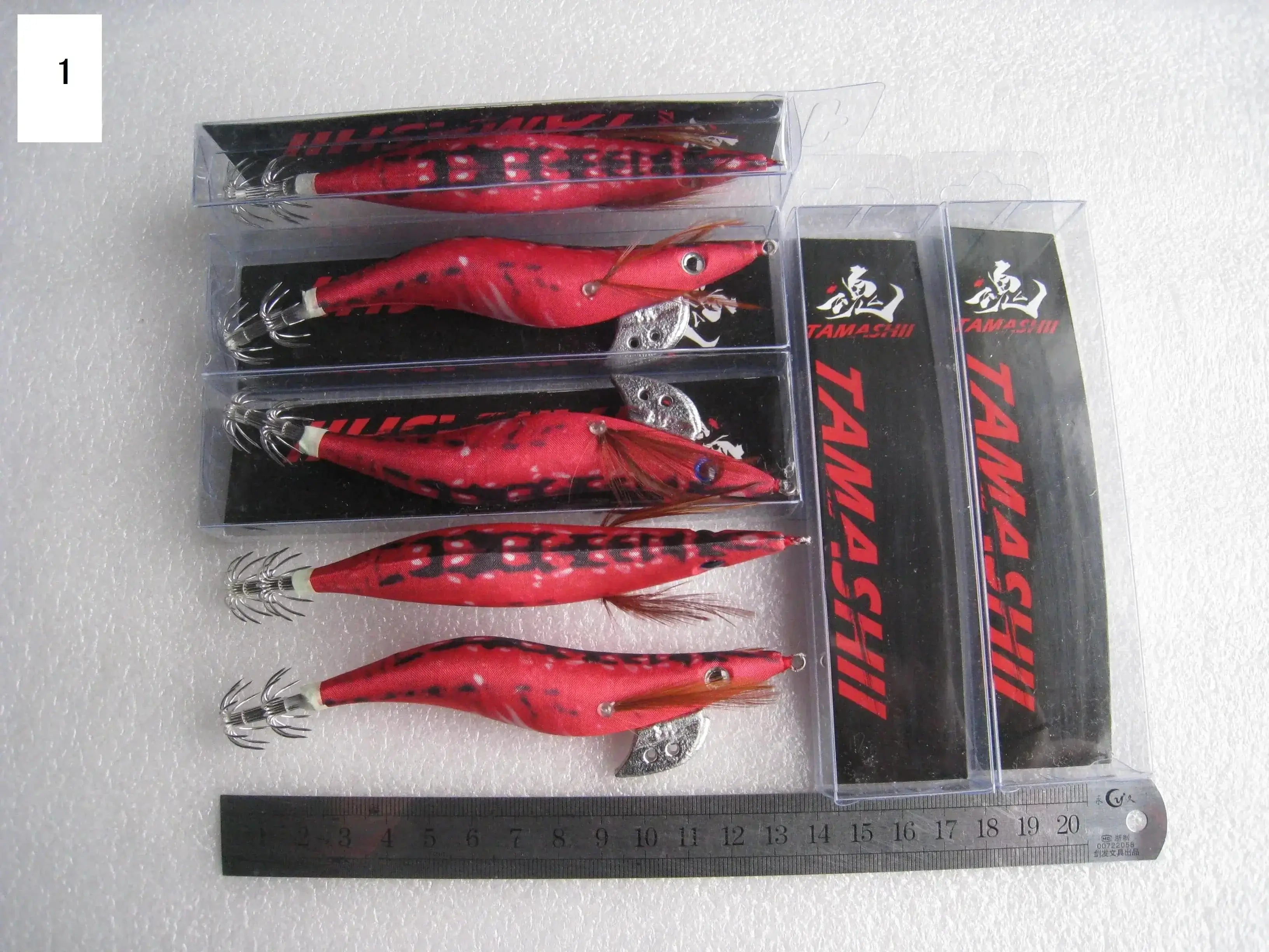 China China 1 / 2.5 20pcs 3.5# squid jigs (13.5cm 20g)squid hook fishing lure ,jig bait, wood shrimp.fishingtackle .
