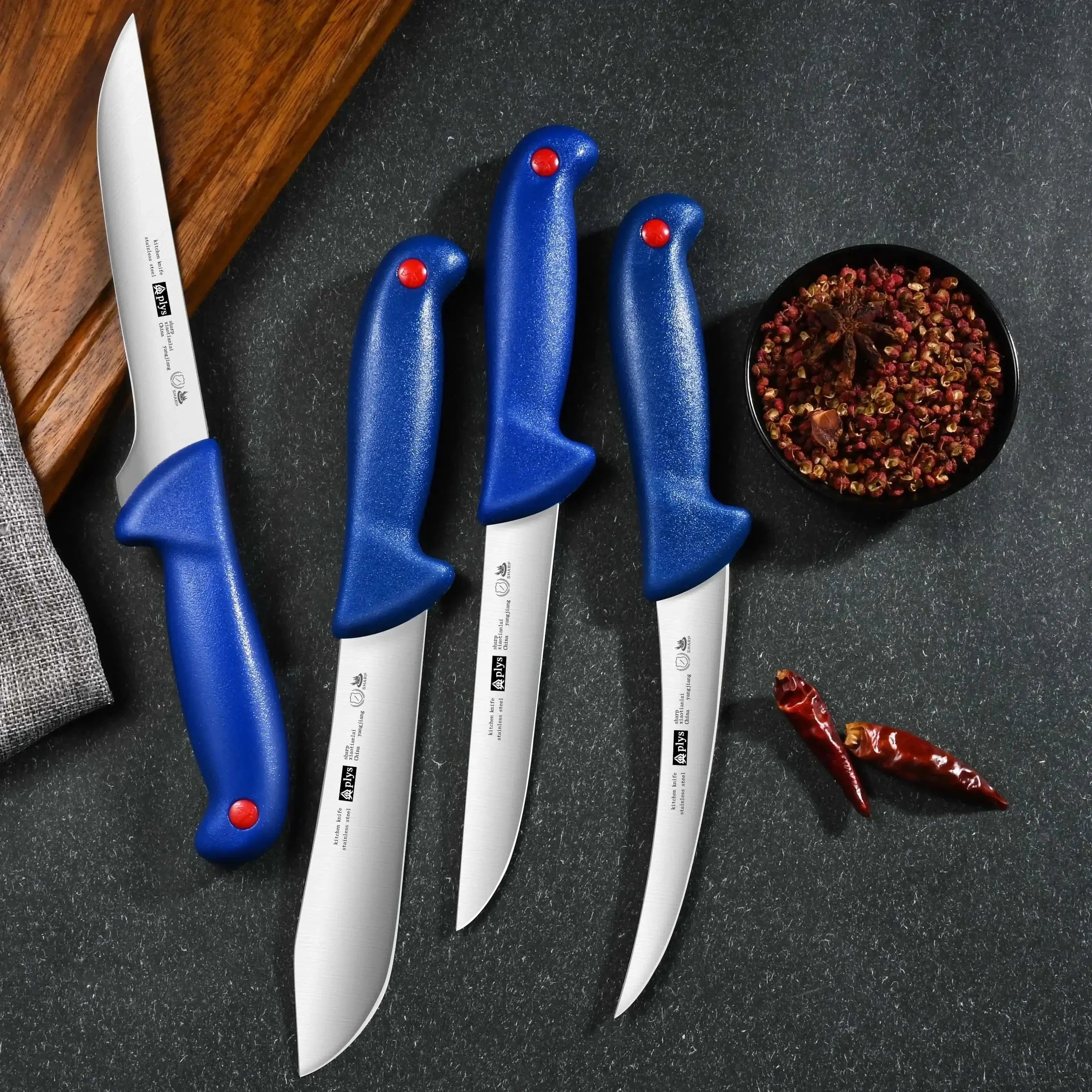 China China 1-4PCS Kitchen Boning Knife Stainless Steel Butcher Knife Professional Sharp Kitchen Cooking Meat Knife Chef Knife M9195