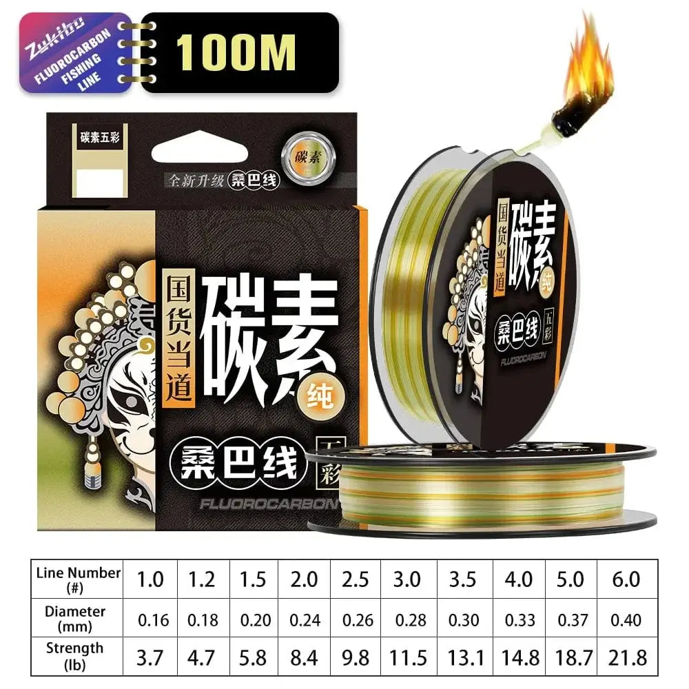 China China 100M MultiColor / 0.30mm 13LB 6KG ZUKIBO 2024 New Leader-Line 100% Pure Fluorocarbon Sink Fishing Lines 100M 50M Fishing Line Carbon Fishing Tackle Pesca Fishing