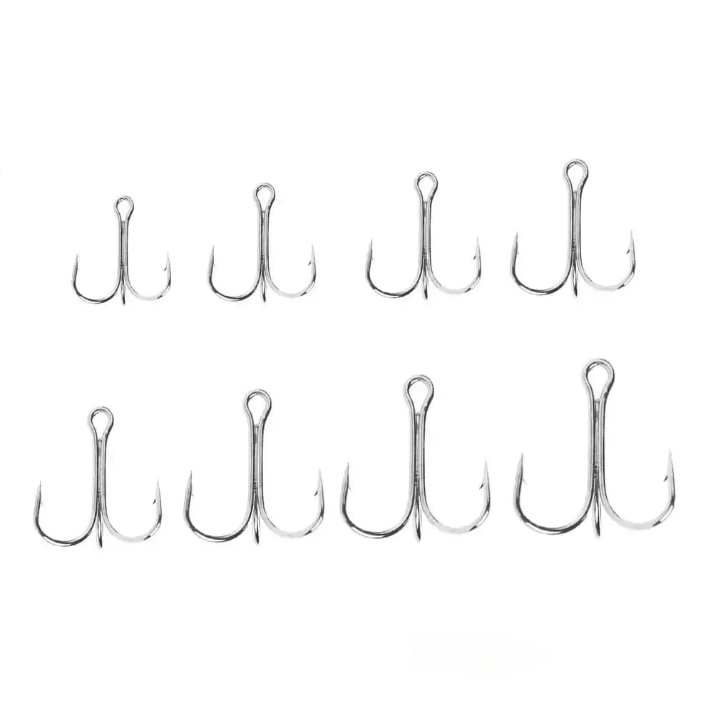 China China 10Pcs Fishing Hooks Fishing Tackle Carbon Steel Barbed Sharp Triple Fishhook Sea Accessories With Feather