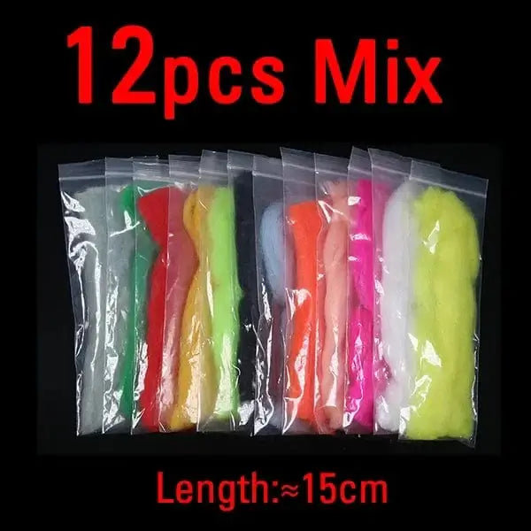 China China 12 Colors Mixed ICERIO Fly Fishing Multiple Color Egg Yarn Glow Bug Yarn Fiber Baitfish Lure Parachute Fly Tying Material
