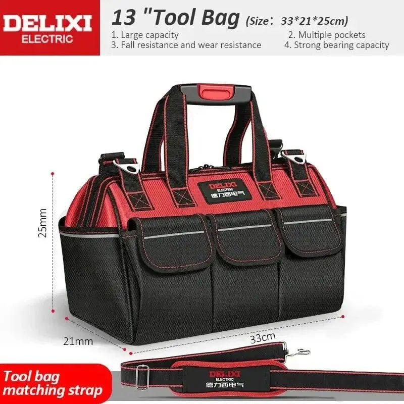 China China 13 in DELIXI ELECTRIC Tool Bag,Multifunctional Waterproof Storage Bags,Suitable for Electricians,Carpenters,Car Mechanics,Homeowners