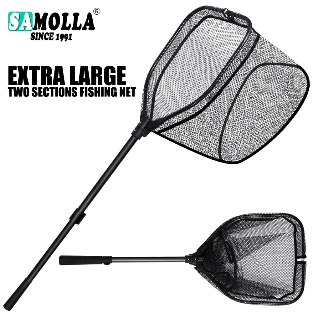 China China 130CM Large Size Aluminum Alloy Fishing Net Rubber Coated Landing Net Telescoping Foldable Landing Net For Sea Carp Fishing Tackle