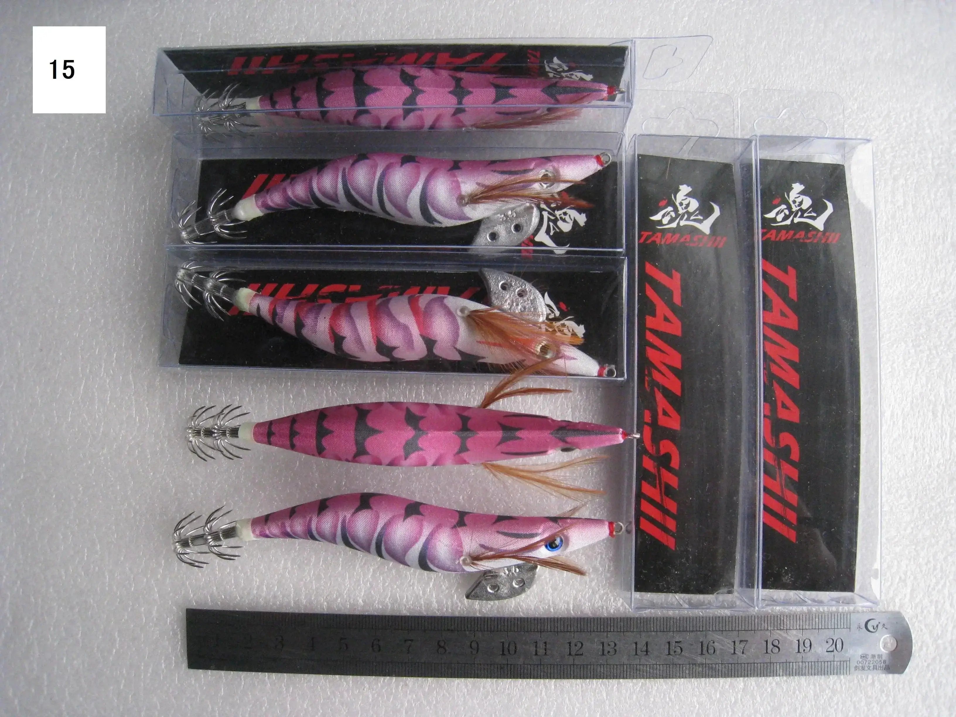 China China 15 / 2.5 20pcs 3.5# squid jigs (13.5cm 20g)squid hook fishing lure ,jig bait, wood shrimp.fishingtackle .