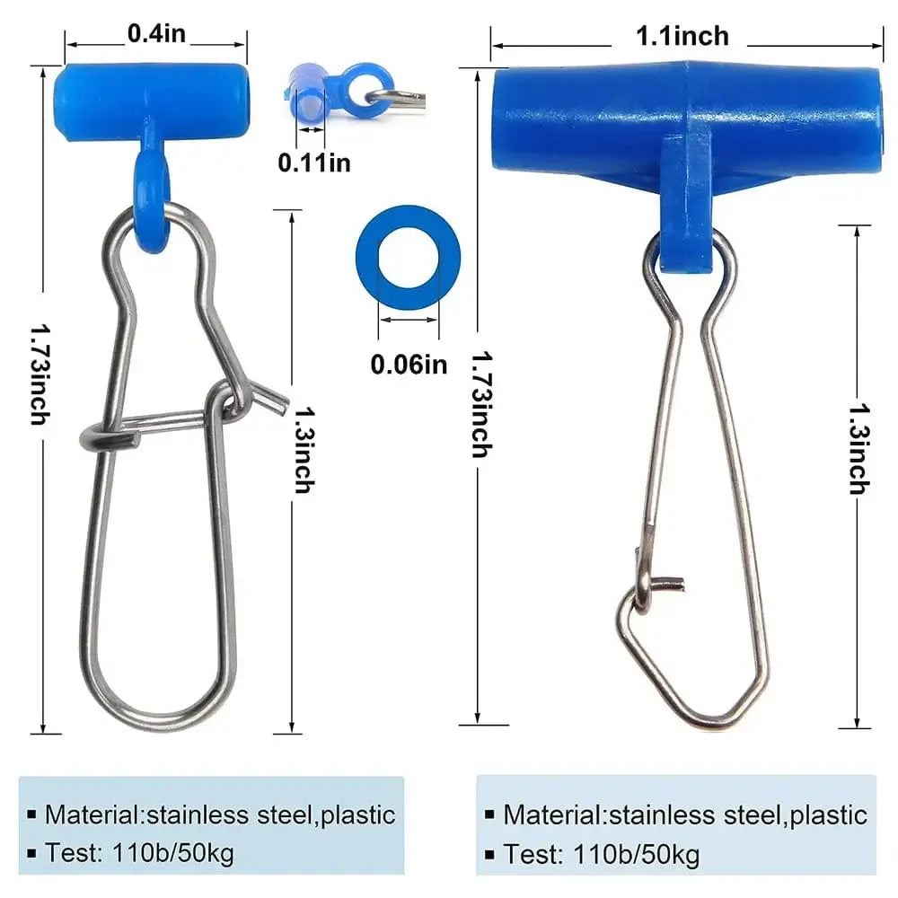 China China 16Pcs Fishing Line Sinker Slides Heavy Duty Sinker Slider Swivel with Duo Lock Hooked Snaps Saltwater Sinker Weights Connector