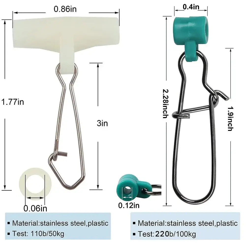 China China 16Pcs Fishing Line Sinker Slides Heavy Duty Sinker Slider Swivel with Duo Lock Hooked Snaps Saltwater Sinker Weights Connector