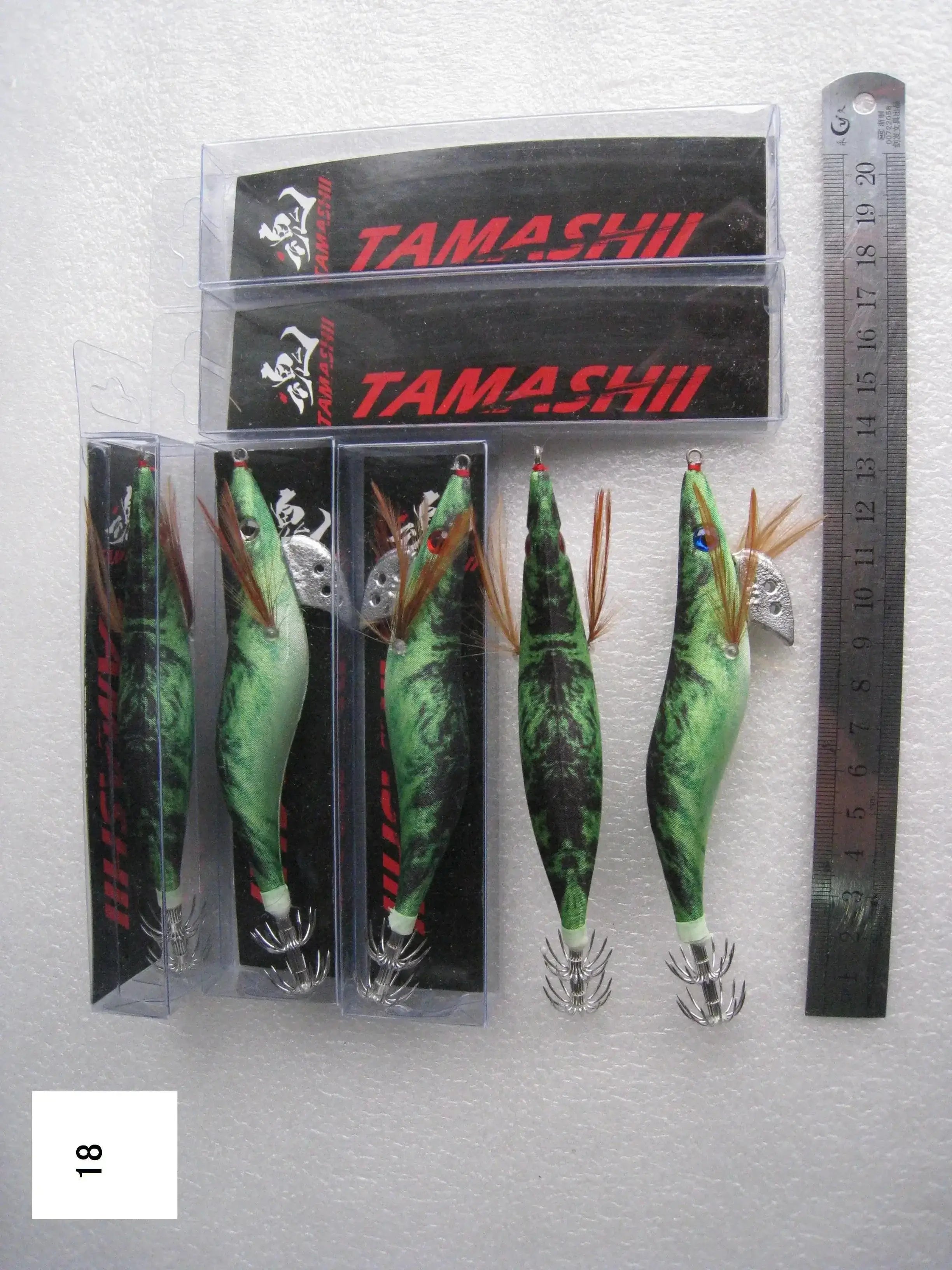 China China 18 / 2.5 20pcs 3.5# squid jigs (13.5cm 20g)squid hook fishing lure ,jig bait, wood shrimp.fishingtackle .