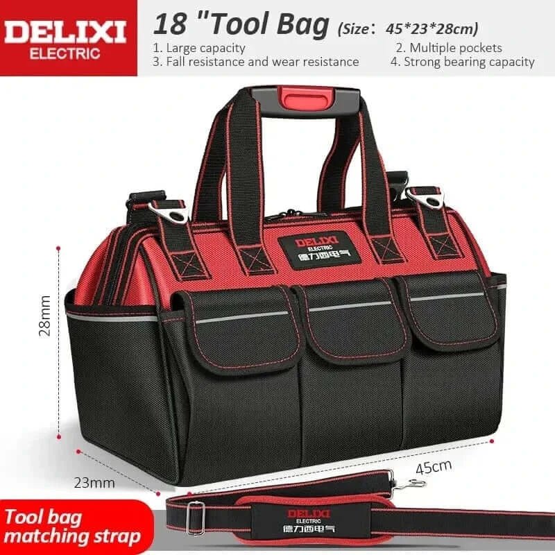 China China 18 in DELIXI ELECTRIC Tool Bag,Multifunctional Waterproof Storage Bags,Suitable for Electricians,Carpenters,Car Mechanics,Homeowners