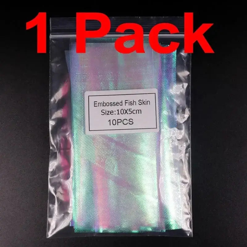 China China 1pack 10pcs Bimoo 10pcs/20pcs Embossed Plastic Rainbow Fish Skin for Sabiki Rig Fly Tying Streamer Fly Tying Material