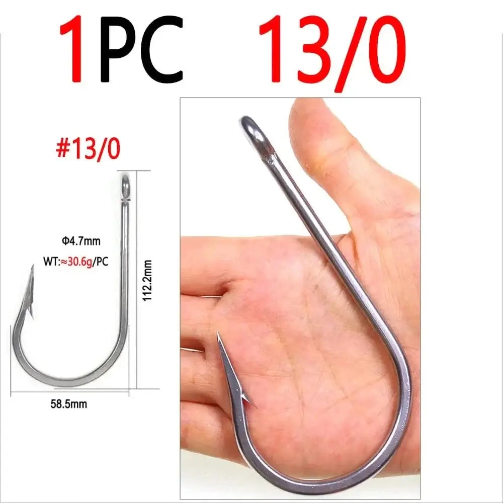 China China 1pc 13I0 Bimoo 5/0 ~13/0 Stainless Steel Saltwater Fishing Hook Heavy Duty Hook For Big Game Fishing Chunking Jigging Tuna Shark Fishing
