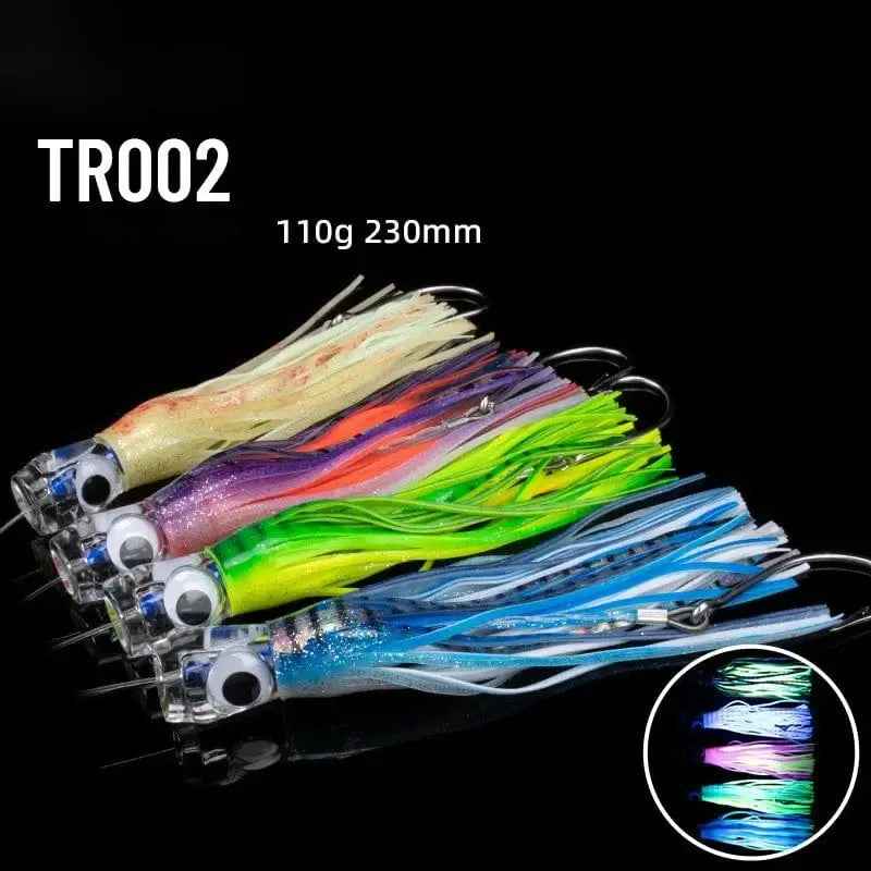 China China 1pc 23cm 130g UV Trolling Lure Bait Resin Head Head Octopus Squid Skirt Bait Big Game Drag Fishing Marlin Tuna Pesca Hard Bait