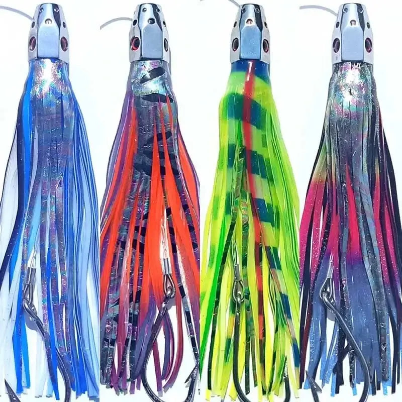 China China 1PC 23cm185g Big Game Drag Fishing Marlin Tuna Trolling Lure Copper Head Octopus Squid Skirt Bait With Hook pesca Fishing lure