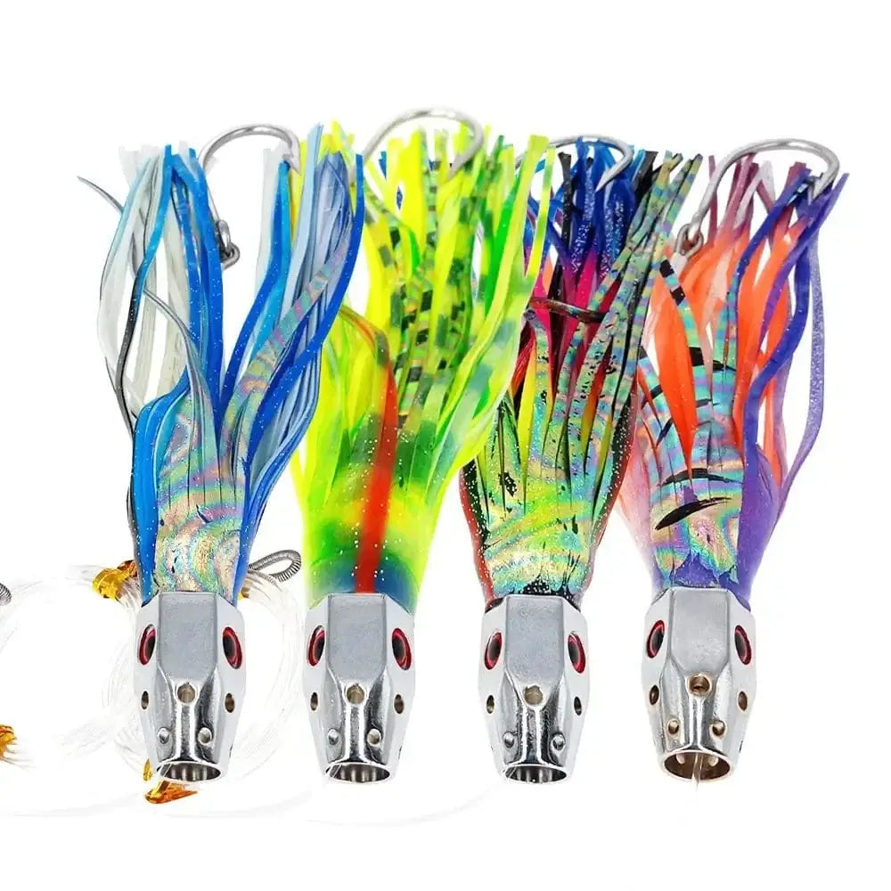 China China 1pc 23cm185g Trolling Lure Bait Copper Head Octopus Squid Skirt Bait With Hook Big Game Drag Fishing Marlin Tuna Pesca Hard Bait