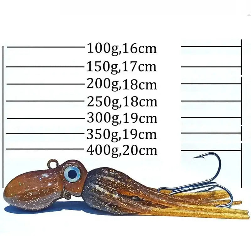 China China 1PC Glow Trolling Lure 100g150g200g250g300g350g400g Copper Head Octopus Squid Skirt Bait With Hook Big Game Drag Fishing Lure