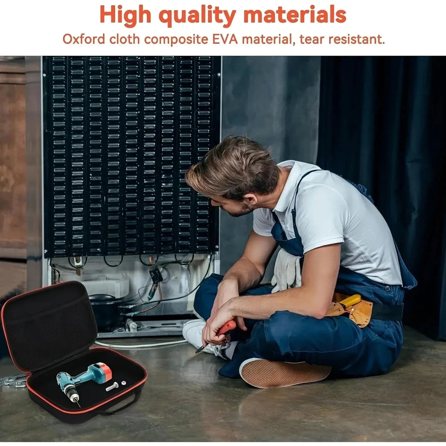 China China 1pc Shockproof Tool Bag, Waterproof Tool Box, Large Capacity Electric Drill Carry Case Oxford Cloth Bag For Electrician Hardware