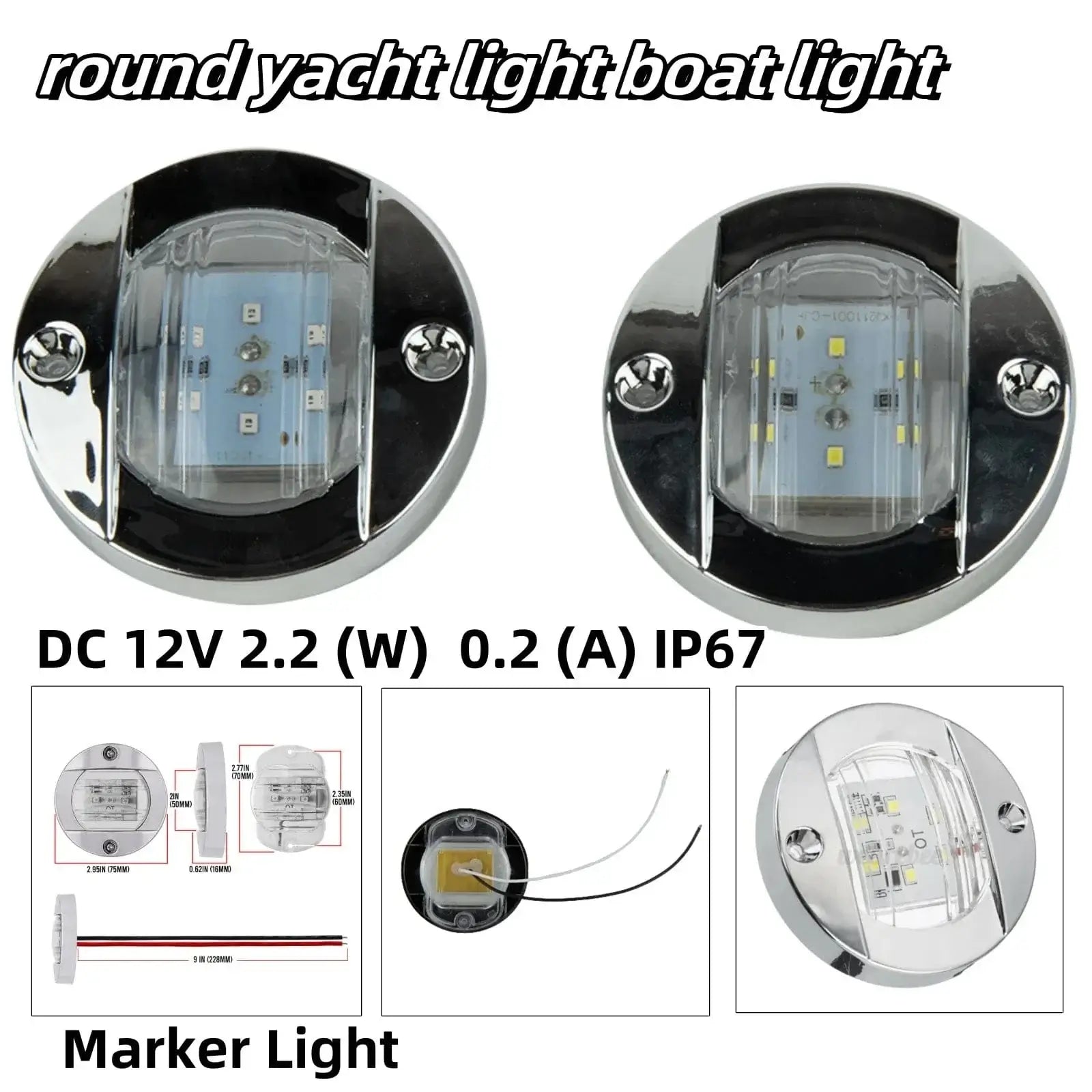China China 2.95" Led Round Marine LED Transom Mount Stern Anchor Navigation Light Waterproof Boat Marine Lights Stern Light
