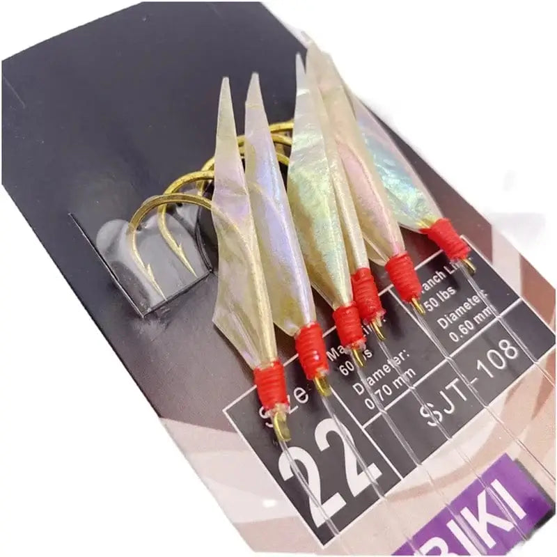 China China 20 2Packs*White hage skin sabiki rig Real Fish Skin String Hooks Sabiki Rig Sea Luminous shrimp Fishing Hook Lure Sabiki Bait