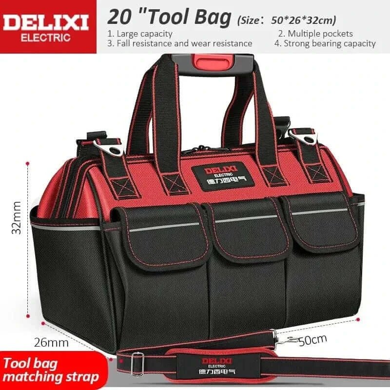 China China 20 in DELIXI ELECTRIC Tool Bag,Multifunctional Waterproof Storage Bags,Suitable for Electricians,Carpenters,Car Mechanics,Homeowners