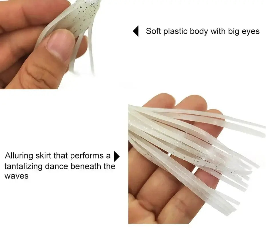 China China 20-pieces Squid Skirts Luminous Soft Lure 5cm/9cm/11cm Glow Fishing Lure Octopus Rubber Artificial Bait pesca Wobblers
