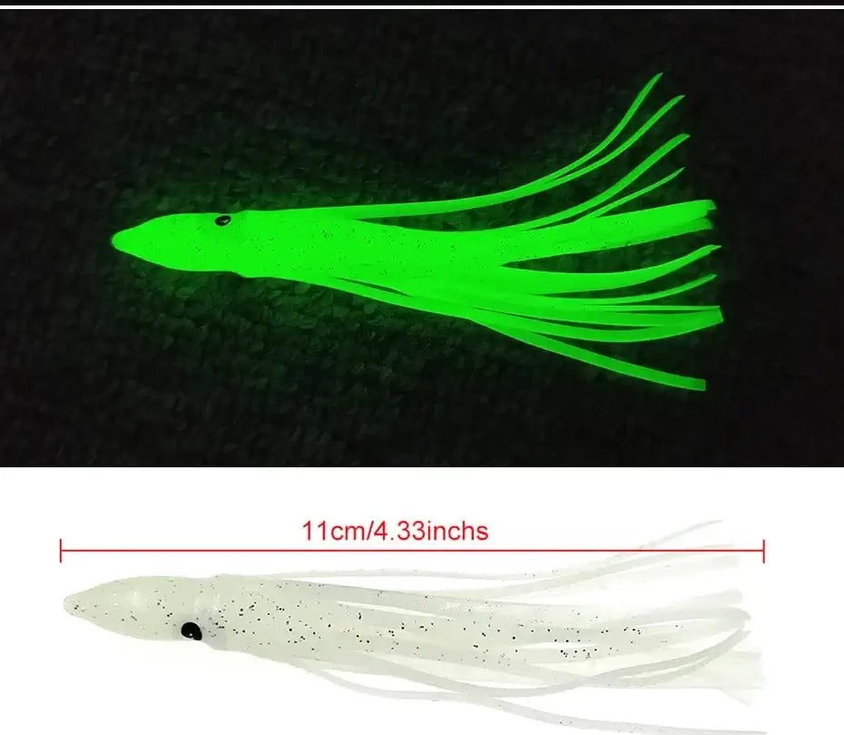 China China 20-pieces Squid Skirts Luminous Soft Lure 5cm/9cm/11cm Glow Fishing Lure Octopus Rubber Artificial Bait pesca Wobblers