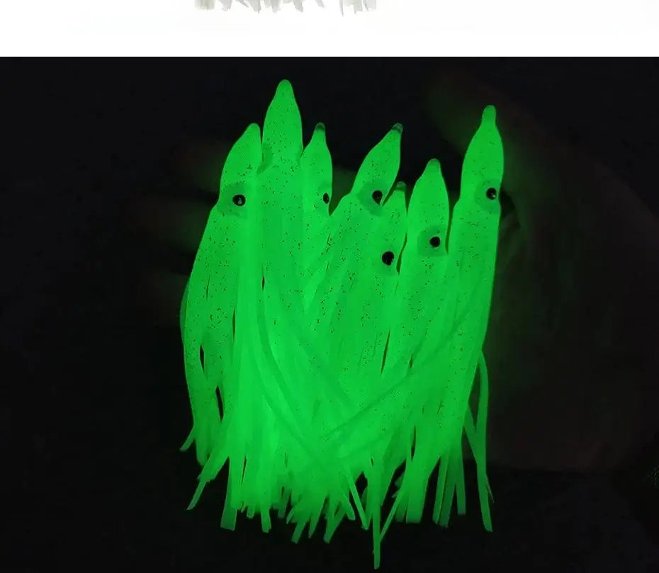 China China 20-pieces Squid Skirts Luminous Soft Lure 5cm/9cm/11cm Glow Fishing Lure Octopus Rubber Artificial Bait pesca Wobblers
