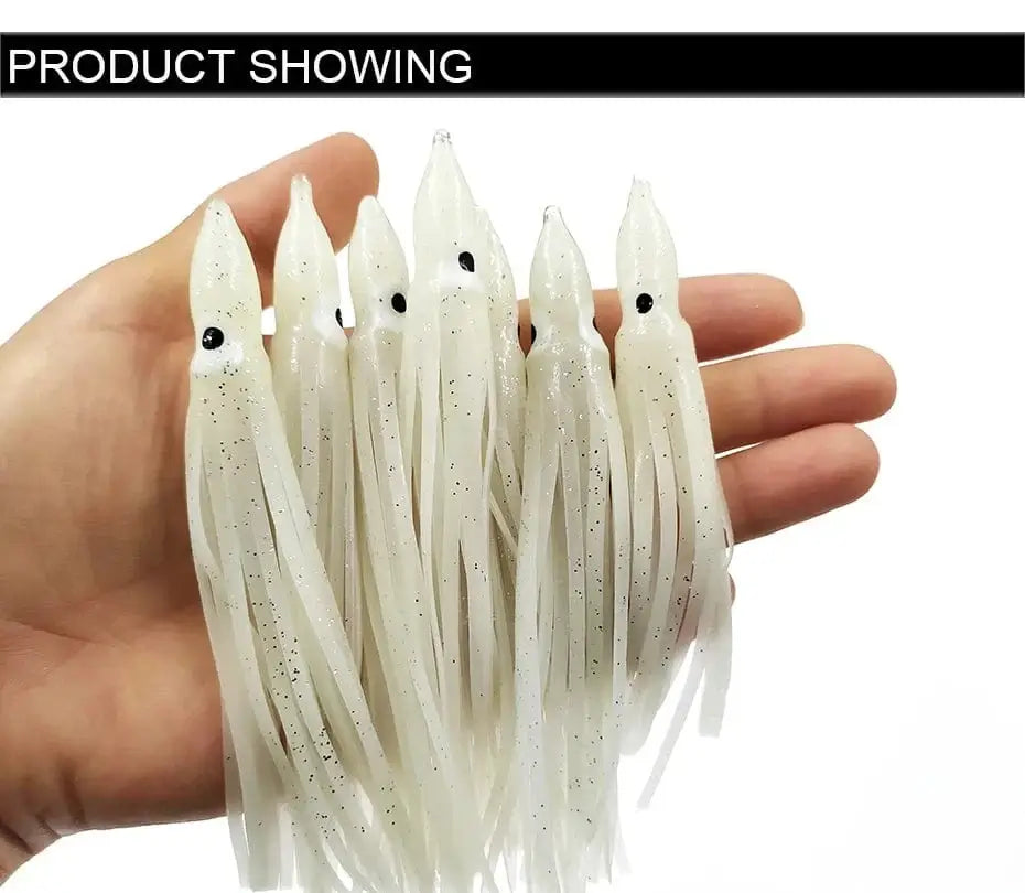 China China 20-pieces Squid Skirts Luminous Soft Lure 5cm/9cm/11cm Glow Fishing Lure Octopus Rubber Artificial Bait pesca Wobblers
