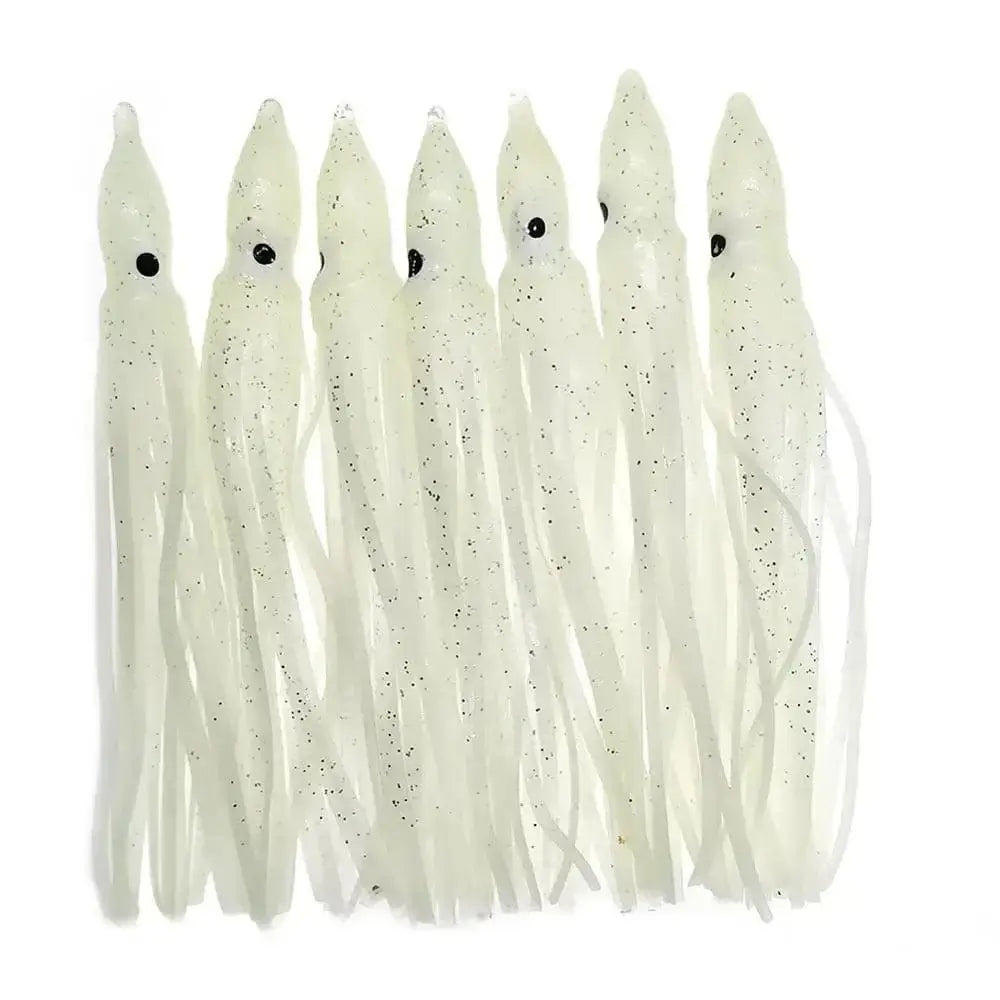 China China 20-pieces Squid Skirts Luminous Soft Lure 5cm/9cm/11cm Glow Fishing Lure Octopus Rubber Artificial Bait pesca Wobblers