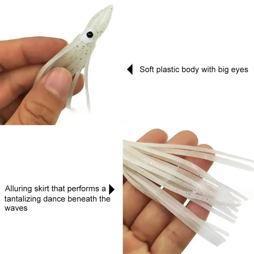 China China 20-pieces Squid Skirts Luminous Soft Lure 5cm/9cm/11cm Glow Fishing Lure Octopus Rubber Artificial Bait pesca Wobblers