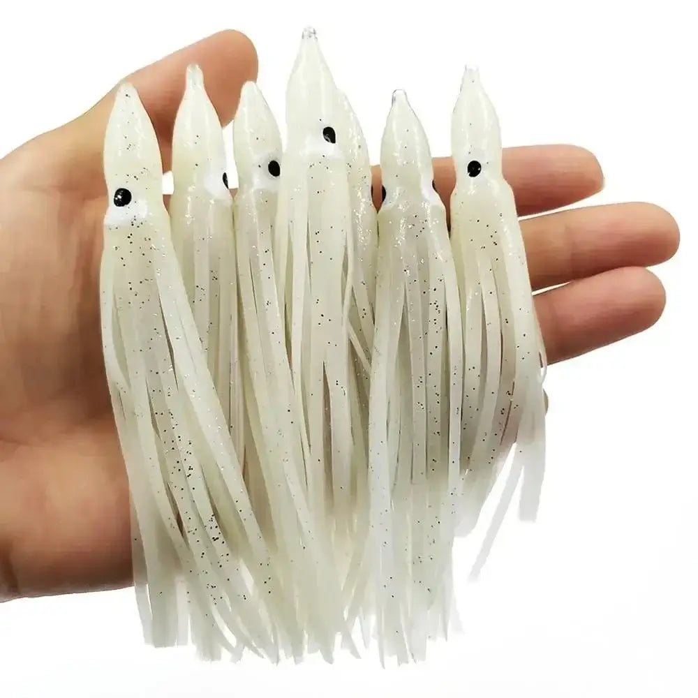 China China 20-pieces Squid Skirts Luminous Soft Lure 5cm/9cm/11cm Glow Fishing Lure Octopus Rubber Artificial Bait pesca Wobblers