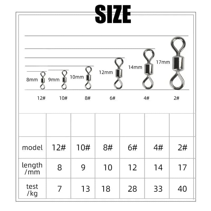 China China 200-500Pcs Fishing Swivels Kit Ball Bearing Rolling Swivel Fishing Tackle Saltwater Freshwater Fishing Line Connectors for Carp