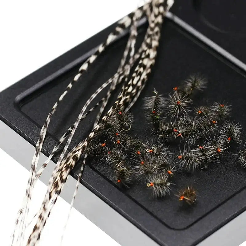 China China 20cm-30cm Natural Rooster Saddle For Fishing Flies Tying Material Fly Tying Saddle Hackle Grizzly Rooster Hair Feather Wholesale