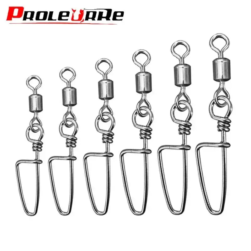 China China 20Pcs Stainless Steel Fishing Swivels Connector Ball Bearing Rolling Swivel 1#-14# For Fishhook Lure Carp Tackle Accessories