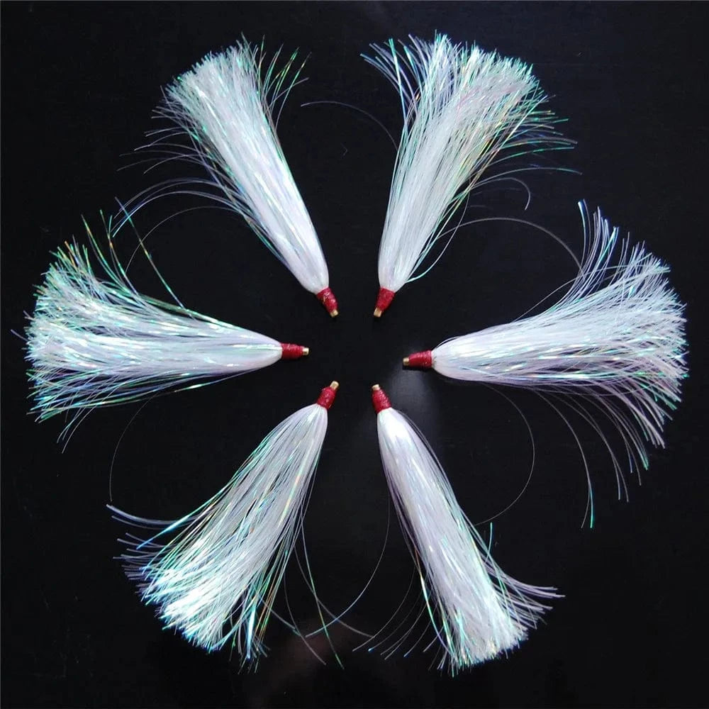 China China 21/42/60PCS Fishing trolling lures Teasers skirts bait Saltwater Mylar Flash bucktail Jig bait Rigs Bass Trout Fly Fishing Lure