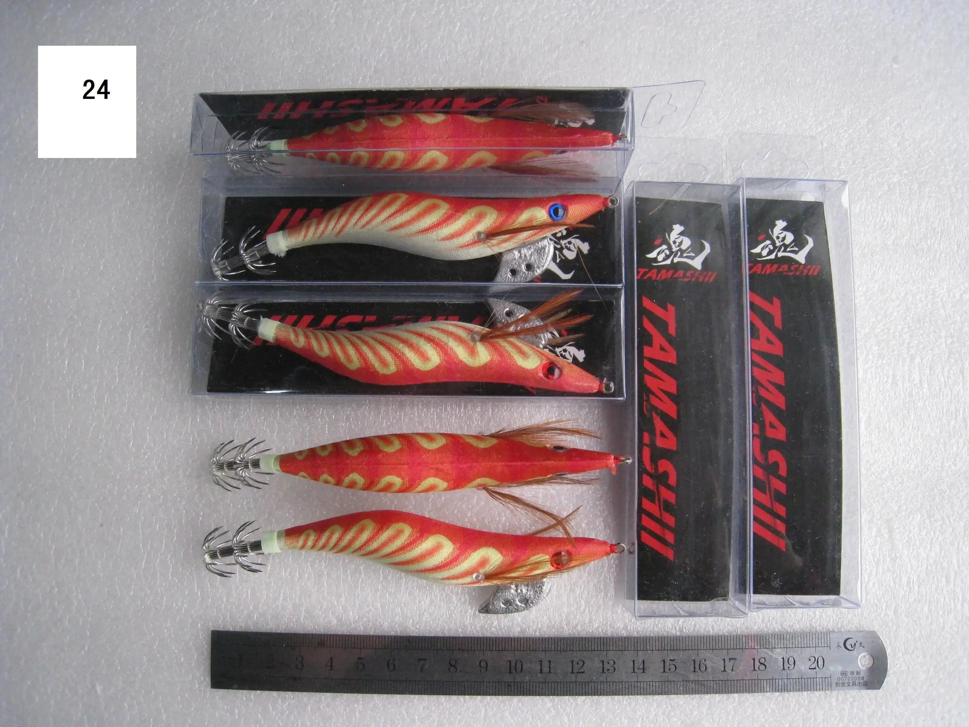 China China 24 / 2.5 20pcs 3.5# squid jigs (13.5cm 20g)squid hook fishing lure ,jig bait, wood shrimp.fishingtackle .