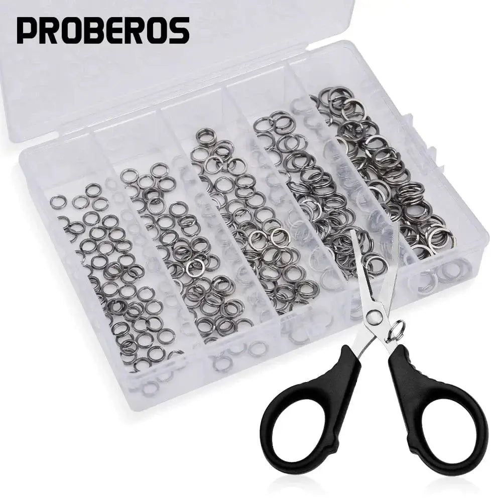 China China 251pcs 250pcs Heavy Duty Stainless Steel Fishing Split Rings With scissors- High Strength Double Flat Wire Snap Ring for Lure Connector