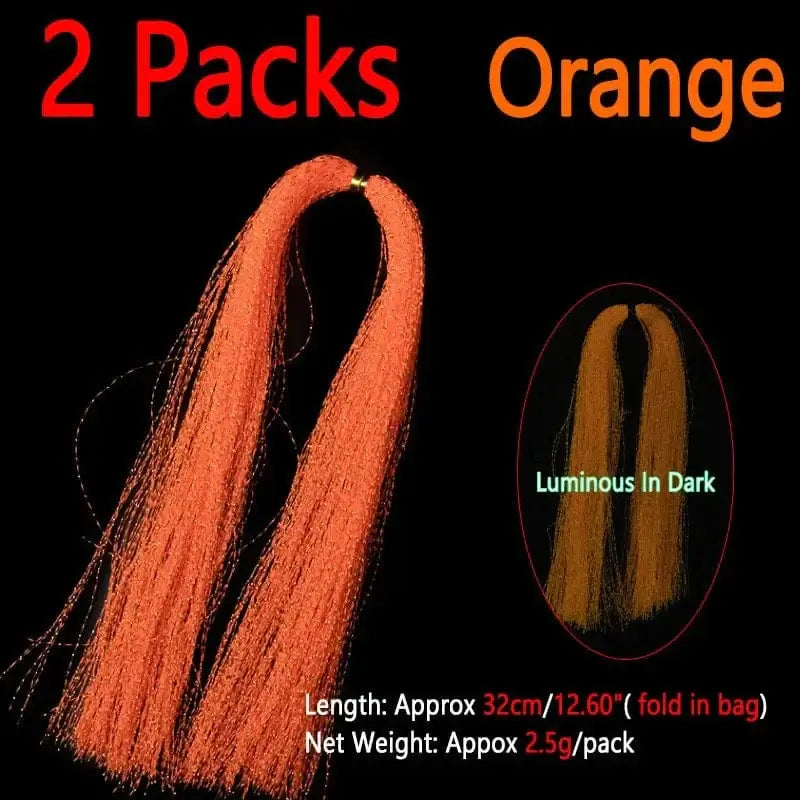 China China 2packs Orange Bimoo 2packs Luminous Twisted Flashabou Holographic Tinsel Crystal Flash Strands For Jig Hook Lure Sabiki Rig Making Material
